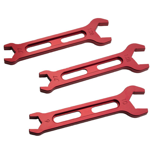 AN Wrench Set - Double End - 3 Piece - 6 AN to 10 AN - Aluminum - Red Anodized - Kit