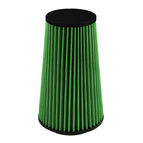 Air Filter Element - Clamp-On - Conical - 5.5 in Diameter Base - 4 in Diameter Top - 9 in Tall - 3.5 in Flange - Reusable Cotton - Green - Universal - Each
