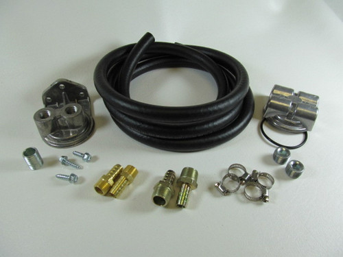 Remote Oil Filter - Single Filter - 3/4-16 in Thread Adapter - 8 ft Hose - Fittings / Hardware / Remote Filter Mount - Universal - Kit