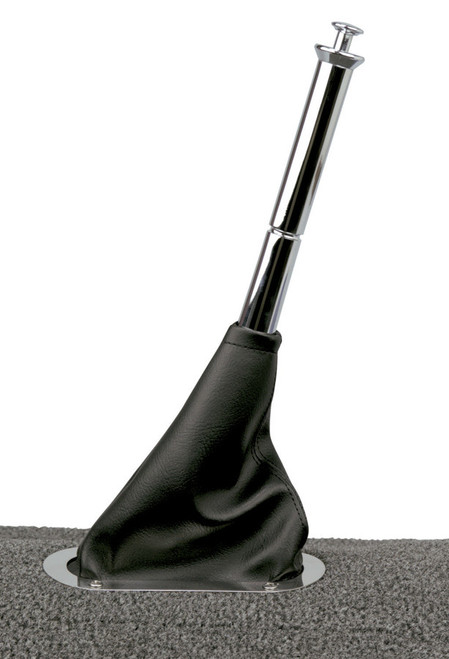 Parking Brake Boot - Transmission Mount - Oval Boot - Polished Stainless Ring - Vinyl - Black - Transmission Mount Parking Brake - Kit