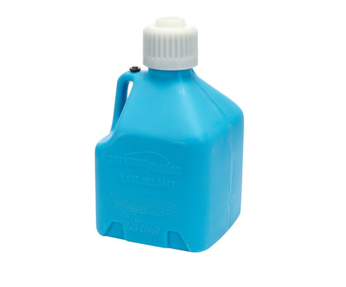 Utility Jug - 3 gal - 9-1/2 x 9-1/2 x 16 in Tall - Gasket Seal Cap - Flip-Up Vent - Square - Plastic - Blue - Each