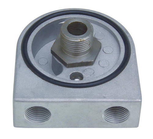 Oil Cooler Adapter - Sandwich - 13/16-16 in Center Thread - 3/8 in NPT Female Inlet - 3/8 in NPT Female Outlet - Aluminum - Natural - GM LS-Series - Each
