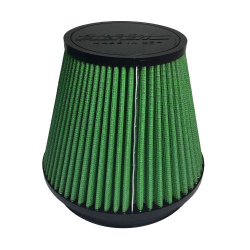Air Filter Element - Clamp-On - Conical - 7.5 in Diameter Base - 4.75 in Diameter Top - 6 in Tall - 6 in Flange - Reusable Cotton - Green - Universal - Each