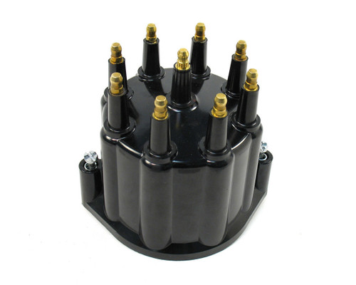 Distributor Cap - HEI Style Terminals - Brass Terminals - Twist Lock - Black - Non-Vented - Pertronix Billet V8 Distributors - Each
