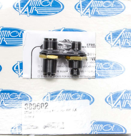 Bulkhead Plate - Streamline - 2 Port - 6 AN Male O-Ring to 10 AN Male O-Ring - Aluminum - Black Anodized - Each