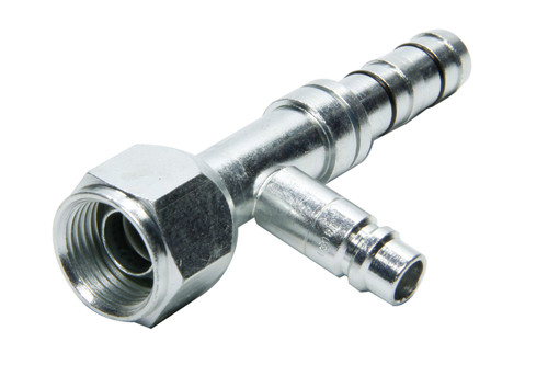 Fitting - Hose End - AC Refrigerant - Straight - 10 AN E-Z Clip to 10 AN Female O-Ring - R134a AC Service Port - Aluminum / Steel - Cadmium / Natural - Each