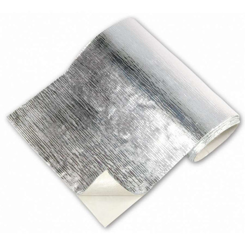Heat Barrier - 24 x 36 in - Self Adhesive Backing - Aluminized Fiberglass Cloth - Silver - Each Heat Barrier - 24 x 36 in - Self Adhesive Backing - Aluminized Fiberglass Cloth - Silver - Each