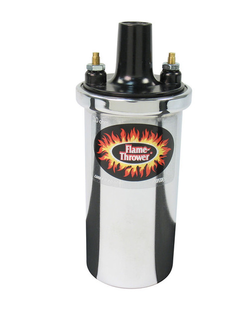 Ignition Coil - Flame Thrower - Canister - 3.00 ohm - Female Socket - 40000V - Oil Filled - Chrome - Each