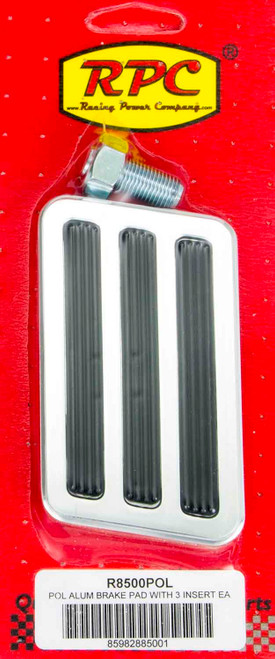 Pedal Pad - Brake - 4-1/8 in Wide x 2-1/2 in Tall - Aluminum - Polished - Each