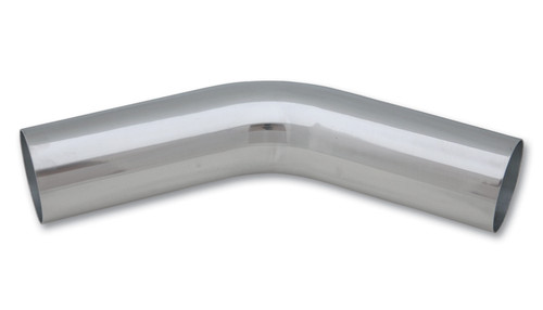 Aluminum Tubing Bend - 45 Degree - Mandrel - 3 in Diameter - 4.5 in Radius - 6 in Legs - 1.5 mm Thickness - Aluminum - Polished - Each