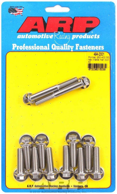 Intake Manifold Bolt Kit - Hex Head - Stainless - Polished - Pontiac V8 - Kit Intake Manifold Bolt Kit - Hex Head - Stainless - Polished - Pontiac V8 - Kit