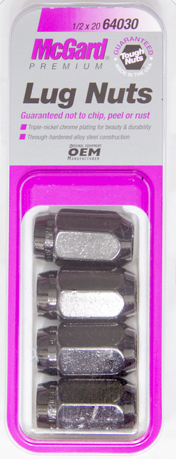 Lug Nut - Premium - 1/2-20 in Right Hand Thread - 13/16 in Hex Head - Cone Seat - Closed End - Steel - Black Chrome - Set of 4