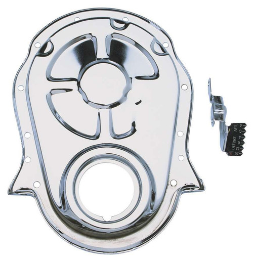 Timing Cover - 1-Piece - Timing Tab Included - Steel - Chrome - Big Block Chevy - Kit
