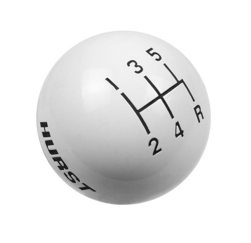 Shifter Knob - 3/8-16 in Thread - Hurst Logo - Plastic - White - 5 Speed - Universal - Each