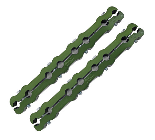 Rocker Arm Stud Girdle - Offset - Aluminum - Green Anodized - AFR Eliminator Heads - Small Block Chevy - Pair
