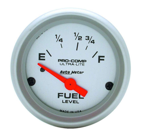 Fuel Level Gauge - Ultra-Lite - 16-158 ohm - Electric - Analog - Short Sweep - 2-1/16 in Diameter - Silver Face - Each