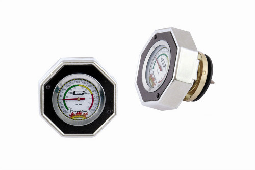 Radiator Cap - Thermocap - 16 lb - Hexagon - Gauge - Aluminum - Black Anodized - Fit Standard Size Radiator Necks - Each Radiator Cap - Thermocap - 16 lb - Hexagon - Gauge - Aluminum - Black Anodized - Fit Standard Size Radiator Necks - Each