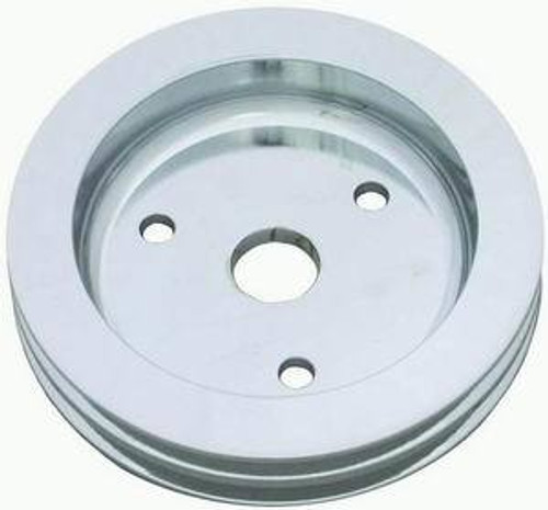 Crankshaft Pulley - V-Belt - 2 Groove - 6.594 in Diameter - Aluminum - Polished - Short Water Pump - Small Block Chevy - Each