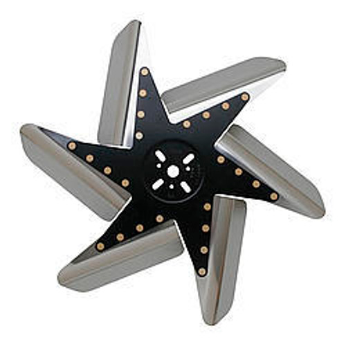 Mechanical Cooling Fan - Turbo Flex - 18 in Fan - 6 Blade - 5/8 in Pilot - Universal Bolt Pattern - Steel Hub / Stainless Blades - Polished / Black Center - Each