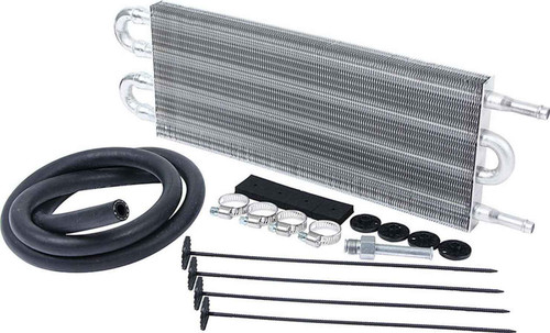 Fluid Cooler - 15 x 5 x 0.75 in - Tube Type - 3/8 in Hose Barb Inlet / Outlet - Fitting / Hardware / Hose - Aluminum - Automatic Transmission - Kit