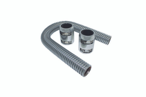 Radiator Hose Kit - 24 in Long - Polished End Caps - Stainless - Chrome - Kit