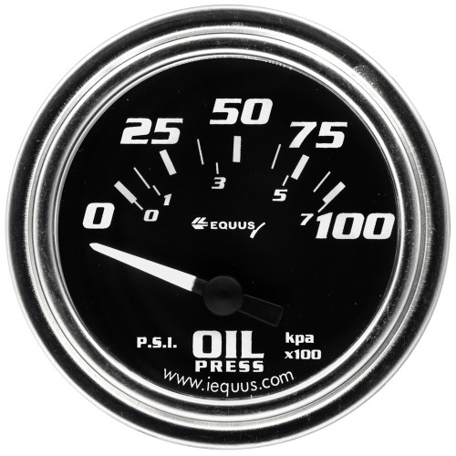 Oil Pressure Gauge - 7000 Classic Series - 0-100 psi - Electric - Analog - Short Sweep - 2 in Diameter - Black Face - Each