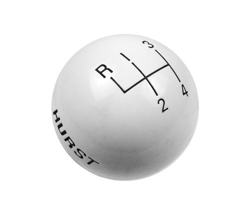Shifter Knob - 3/8-16 in Thread - Hurst Logo - Plastic - White - 4 Speed - Universal - Each Shifter Knob - 3/8-16 in Thread - Hurst Logo - Plastic - White - 4 Speed - Universal - Each