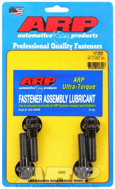 Harmonic Balancer Bolt - 12 mm x 1.25 Thread - 1.725 in Long - 14 mm 12 Point Head - Chromoly - Black Oxide - Dodge Cummins - Set of 4