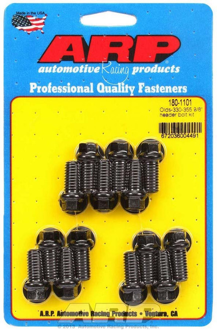 Header Bolt - 3/8-16 in Thread - 0.75 in Long - Hex Head - Chromoly - Black Oxide - Oldsmobile V8 - Set of 14