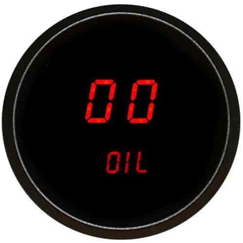 Oil Pressure Gauge - 0-99 psi - Electric - Digital - LED - 2-1/16 in Diameter - Black Face - Red LED - Each