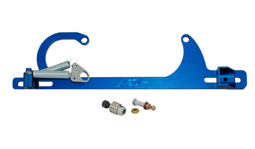 Throttle Cable Bracket - Carb Mount - Return Spring - Aluminum - Blue Anodized - GM Cable - Square Bore - Kit