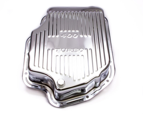 Transmission Pan - 3 in Deep - Adds 1.5 qt Capacity - Ribbed - Steel - Chrome - TH400 - Each