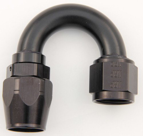 Fitting - Hose End - 180 Degree - 8 AN Hose to 8 AN Female - Double Swivel - Aluminum - Black Anodized - Each