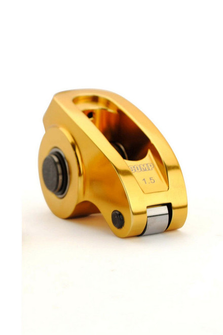 Rocker Arm - Ultra Gold ARC - 3/8 in Stud Mount - 1.50 Ratio - Full Roller - Aluminum - Gold Anodized - Small Block Chevy / GM V6 - Each