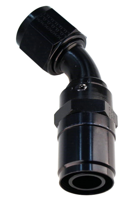 Fitting - Hose End - Crimp-On - 60 Degree - 10 AN Hose Crimp to 10 AN Female - Aluminum - Black Anodized - Each