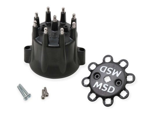 Distributor Cap - Marine - HEI Style Terminals - Stainless Terminals - Screw Down - Black - Vented - Chevy V8 - Each