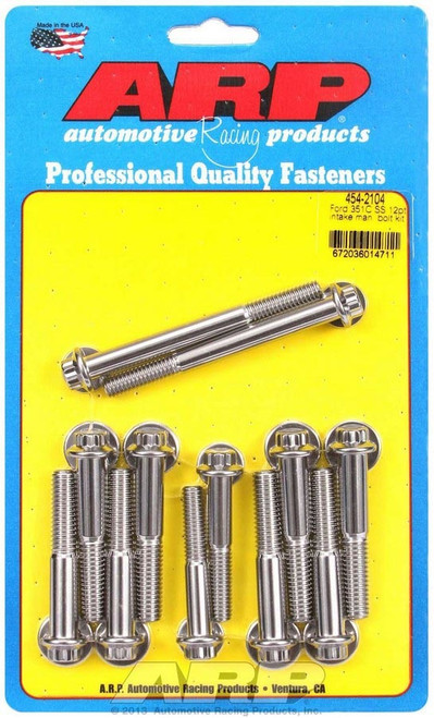 Intake Manifold Bolt Kit - 12 Point Head - Stainless - Polished - Ford Cleveland / Modified - Kit