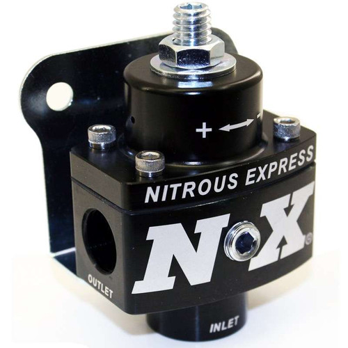 Fuel Pressure Regulator - 4 to 11 psi - In-Line - 3/8 in NPT Female Inlet - Dual 3/8 in NPT Female Outlets - 1/8 in NPT Port - Aluminum - Black Anodized - Gas - Each