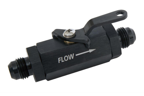 Shut Off Valve - Manual - 6 AN Male to 6 AN Male - Aluminum - Black Anodized - Each