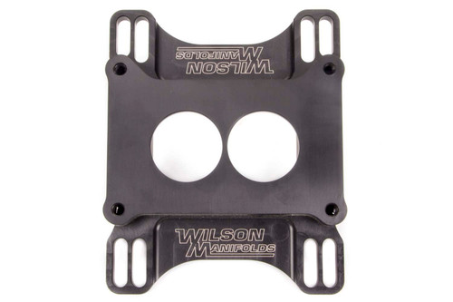 Carburetor Adapter - Tapered Lightweight - 1 in Thick - 2 Hole - Holley 2-Barrel to Square Bore - Aluminum - Black Anodized - Each