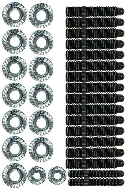 Oil Pan Stud - Serrated Face Nuts - Grade 8 - Steel - Black Oxide - GM LS-Series - Kit