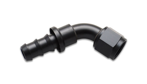 Fitting - Hose End - 60 Degree - 10 AN Hose Barb to 10 AN Female - Aluminum - Black Anodized - Each