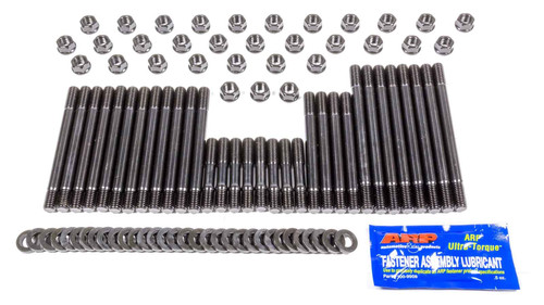 Cylinder Head Stud Kit - Hex Nuts - Chromoly - Black Oxide - Aftermarket Head - 8 Long and 2 Short Exhaust Studs - Big Block Chevy - Kit
