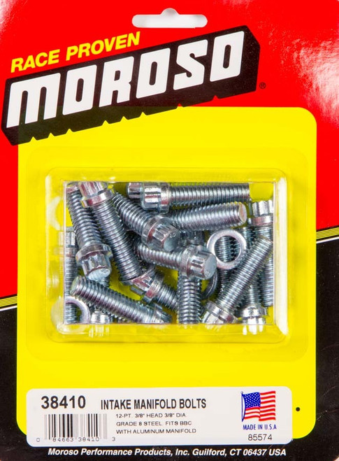 Intake Manifold Bolt Kit - 12 Point Head - Steel - Cadmium - Big Block Chevy - Set of 16