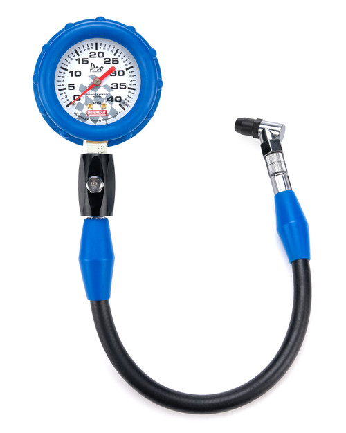 Tire Pressure Gauge - Dry - 0-40 psi - Analog - 2-1/2 in Diameter - White Face - 1 lb Increments - Each