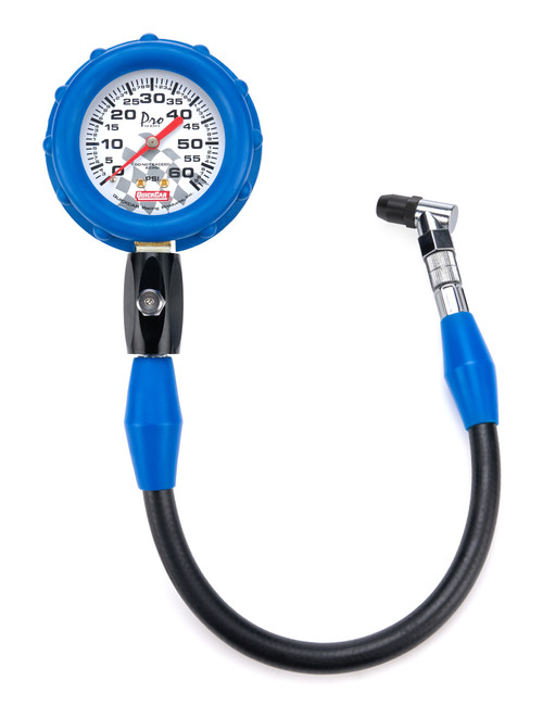 Tire Pressure Gauge - Dry - 0-60 psi - Analog - 2-1/2 in Diameter - White Face - 1 lb Increments - Each