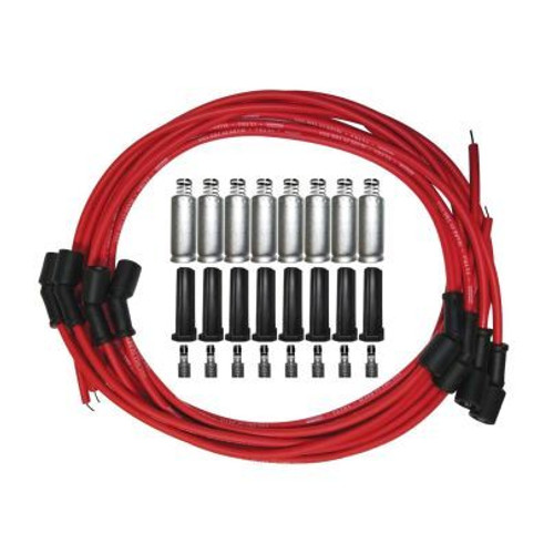 Spark Plug Wire Set - Ultra - Spiral Core - 8 mm - Red - 135 Degree Plug Boots - Factory Style Boots - GM LS-Series - Kit Spark Plug Wire Set - Ultra - Spiral Core - 8 mm - Red - 135 Degree Plug Boots - Factory Style Boots - GM LS-Series - Kit