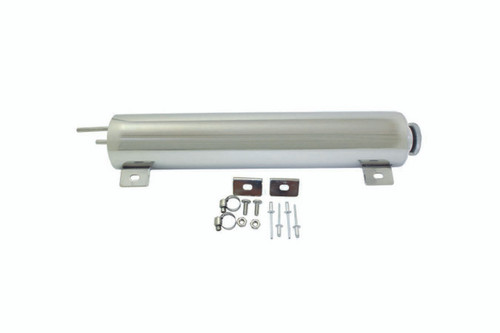 Overflow Tank - 52 oz - 16 in Tall - 4 in Diameter - 1/4 in Hose Barb Inlet - 1/4 in Hose Barb Outlet - Stainless - Polished - Each Overflow Tank - 52 oz - 16 in Tall - 4 in Diameter - 1/4 in Hose Barb Inlet - 1/4 in Hose Barb Outlet - Stainless - Polished - Each