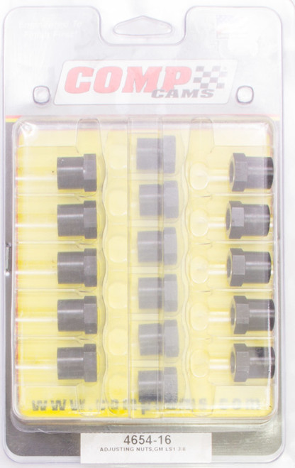 Rocker Arm Nut - Pro Magnum Polylock - 3/8-24 in Thread - Steel - Black Oxide - GM LS-Series - Set of 16
