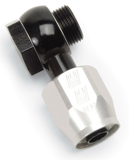 Fitting - Hose End - Banjo - Straight - 6 AN Hose to 9/16-24 in Banjo - Aluminum - Black / Silver Anodized - Each